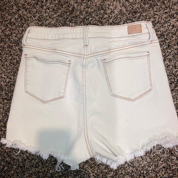 Beige Denim Shorts with Brown Stitching - Picture 8 of 10